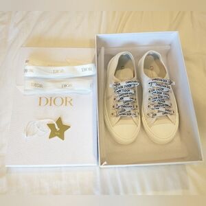 Dior Walk'n'Dior Canvas Sneaker - White & Gold - 36.5 - EUC
